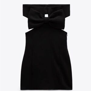 Zara Elegant Black Dress with Oversized Bow